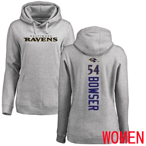 Baltimore Ravens Ash Women Tyus Bowser Backer NFL Football 54 Pullover Hoodie Sweatshirt